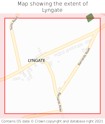 Map showing extent of Lyngate as bounding box
