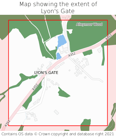 Map showing extent of Lyon's Gate as bounding box