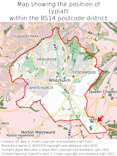 Map showing location of Lypiatt within BS14