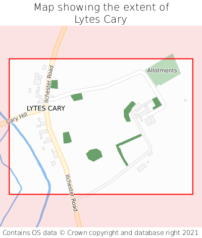 Map showing extent of Lytes Cary as bounding box
