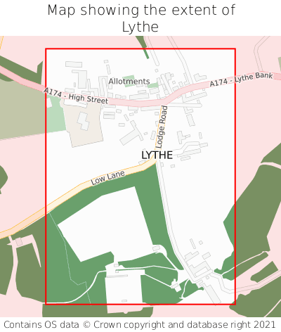 Map showing extent of Lythe as bounding box