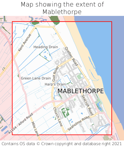 Map showing extent of Mablethorpe as bounding box