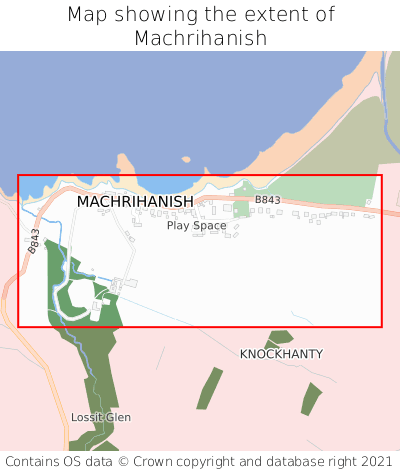 Map showing extent of Machrihanish as bounding box