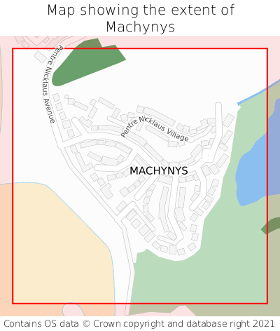 Map showing extent of Machynys as bounding box