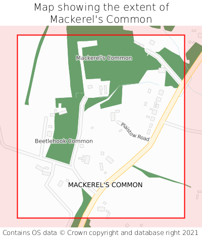 Map showing extent of Mackerel's Common as bounding box