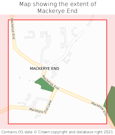 Map showing extent of Mackerye End as bounding box