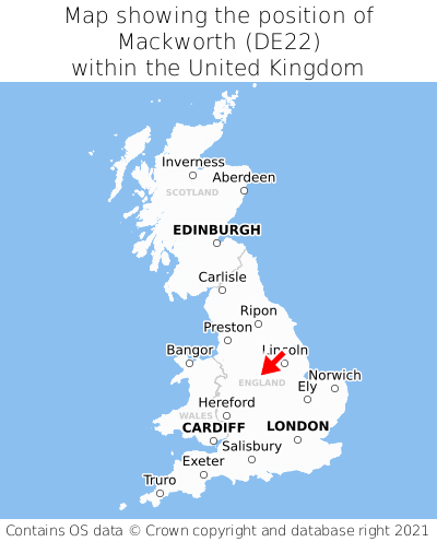 Map showing location of Mackworth within the UK