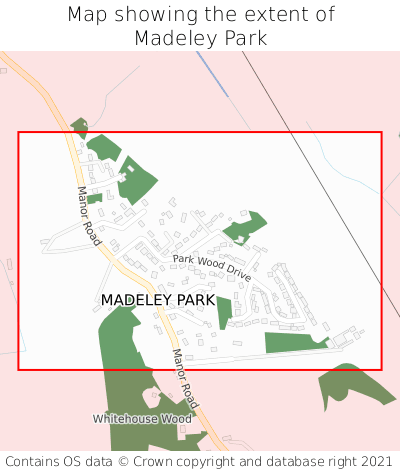 Map showing extent of Madeley Park as bounding box