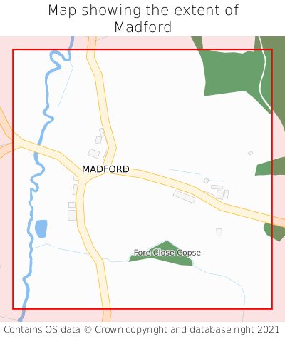 Map showing extent of Madford as bounding box