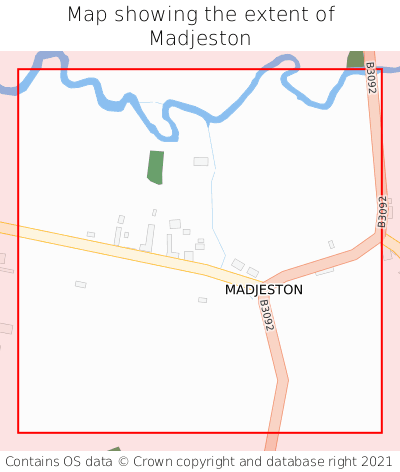 Map showing extent of Madjeston as bounding box