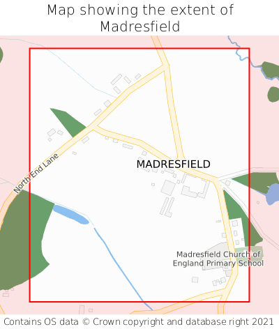 Map showing extent of Madresfield as bounding box
