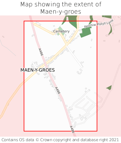 Map showing extent of Maen-y-groes as bounding box