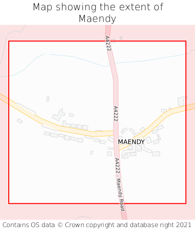 Map showing extent of Maendy as bounding box