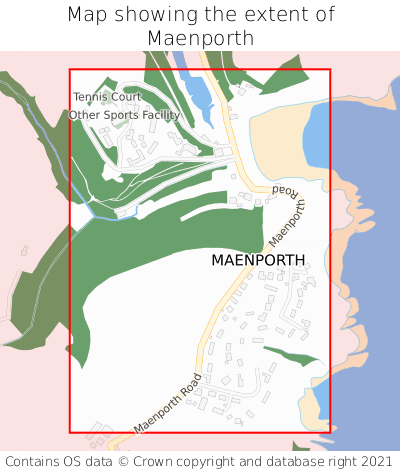 Map showing extent of Maenporth as bounding box