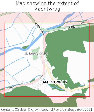 Map showing extent of Maentwrog as bounding box