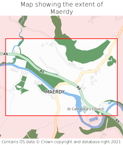 Map showing extent of Maerdy as bounding box