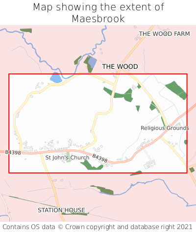 Map showing extent of Maesbrook as bounding box