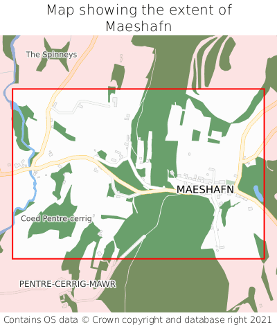 Map showing extent of Maeshafn as bounding box