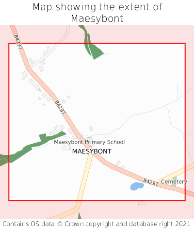 Map showing extent of Maesybont as bounding box