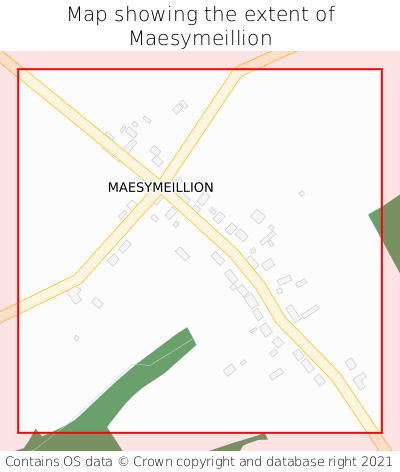 Map showing extent of Maesymeillion as bounding box