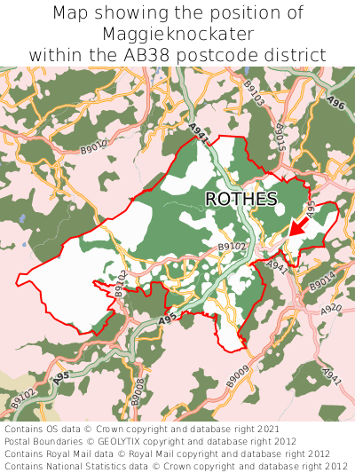 Map showing location of Maggieknockater within AB38