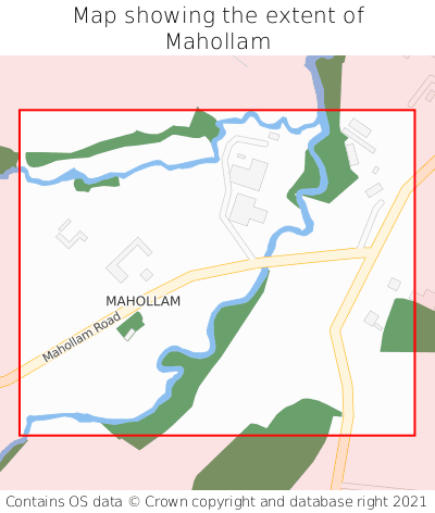 Map showing extent of Mahollam as bounding box