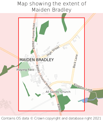 Map showing extent of Maiden Bradley as bounding box