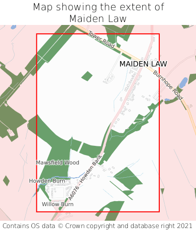 Map showing extent of Maiden Law as bounding box