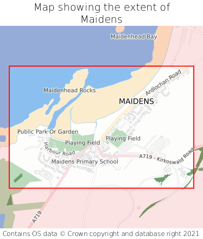 Map showing extent of Maidens as bounding box