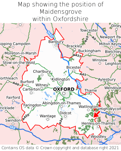 Map showing location of Maidensgrove within Oxfordshire