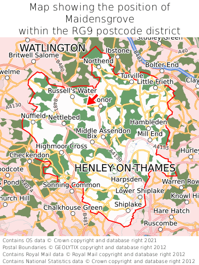 Map showing location of Maidensgrove within RG9