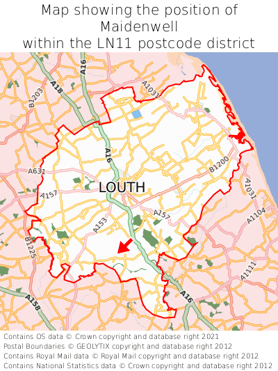 Map showing location of Maidenwell within LN11