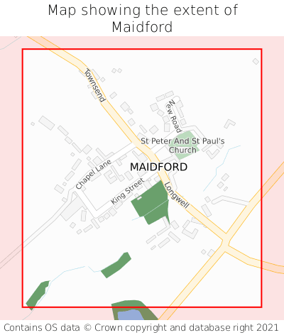 Map showing extent of Maidford as bounding box