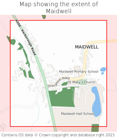 Map showing extent of Maidwell as bounding box