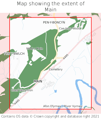 Map showing extent of Main as bounding box