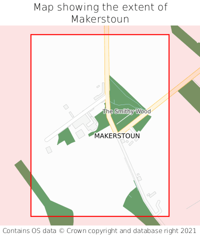 Map showing extent of Makerstoun as bounding box