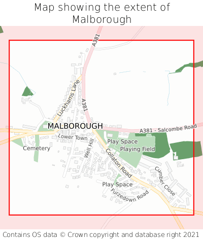 Map showing extent of Malborough as bounding box