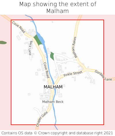 Map showing extent of Malham as bounding box