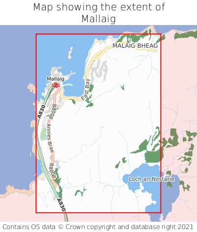 Map showing extent of Mallaig as bounding box