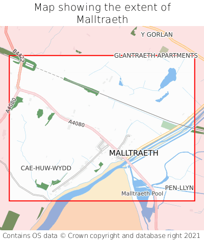 Map showing extent of Malltraeth as bounding box