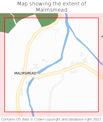 Map showing extent of Malmsmead as bounding box