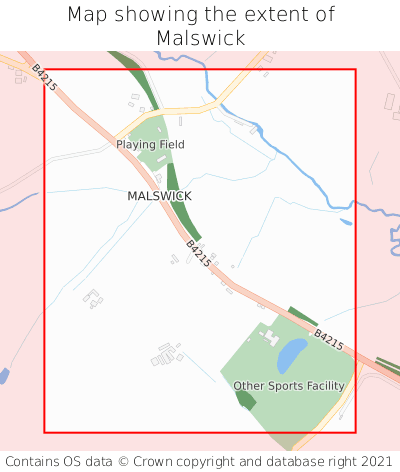 Map showing extent of Malswick as bounding box