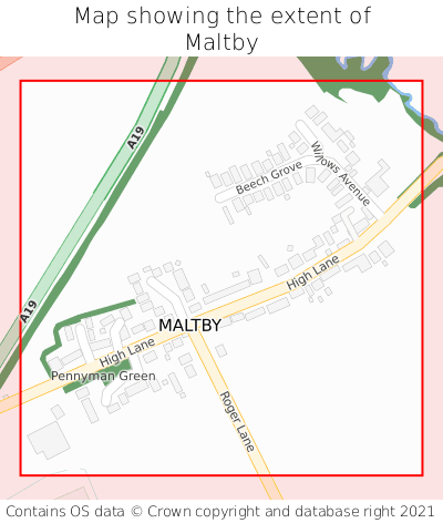 Map showing extent of Maltby as bounding box
