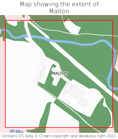 Map showing extent of Malton as bounding box