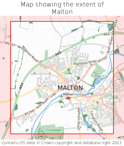 Map showing extent of Malton as bounding box