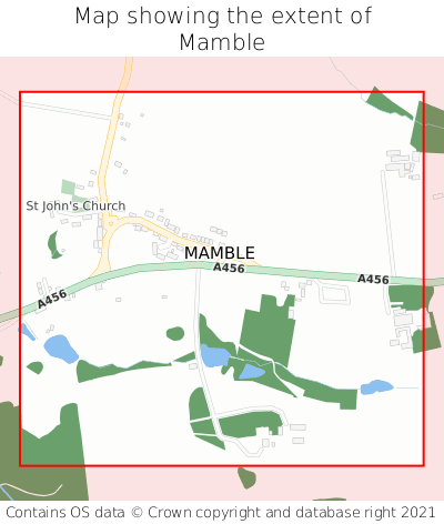 Map showing extent of Mamble as bounding box