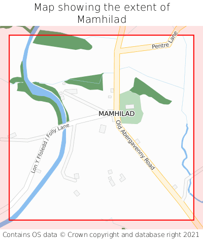 Map showing extent of Mamhilad as bounding box