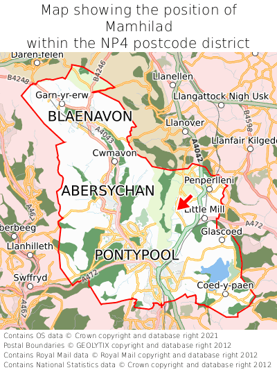 Map showing location of Mamhilad within NP4