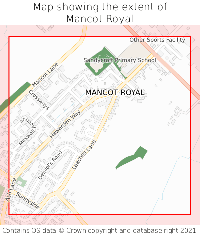 Map showing extent of Mancot Royal as bounding box