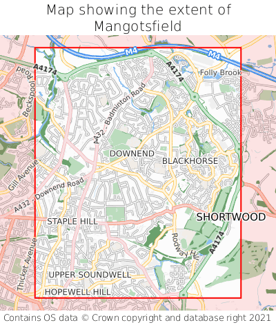 Map showing extent of Mangotsfield as bounding box